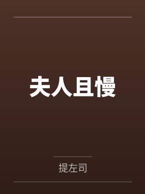 夫人且慢封面